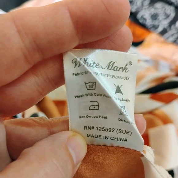 White Mark Geometric Pajama Set - Black, White, Orange - Picture 8 of 14